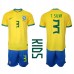 Cheap Brazil Thiago Silva #3 Home Football Kit Children World Cup 2022 Short Sleeve (+ pants)